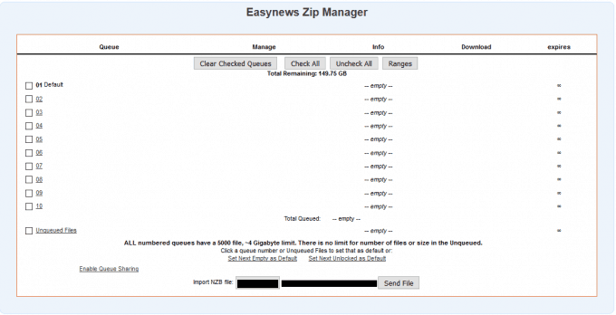 Easynews' Zip Manager
