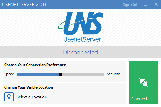 UsenetServer's VPN client